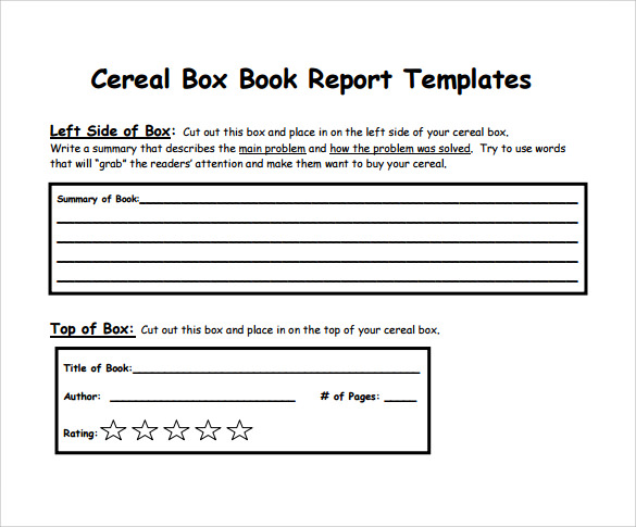 simple cereal box book report template