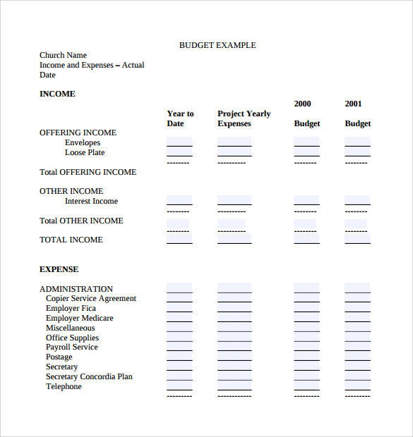 11 Church Budget Templates Samples Examples And Formats Sample Templates