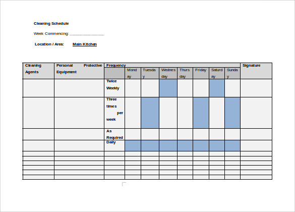 sample cleaning schedule%ef%bb%bf