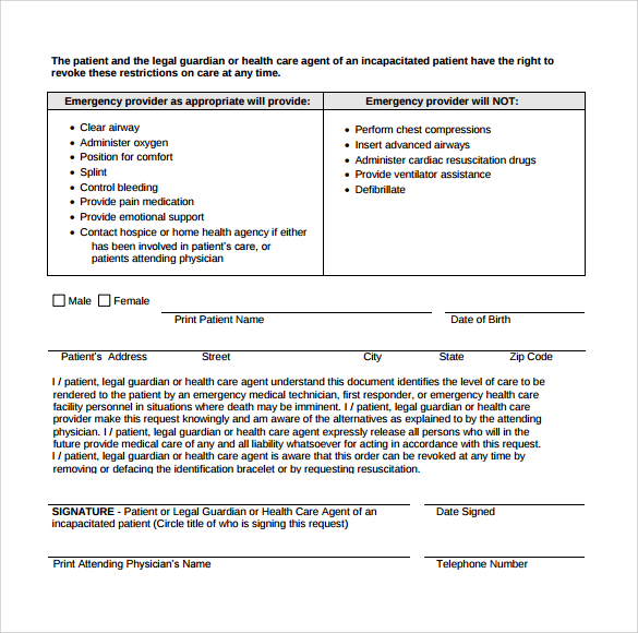 Printable Do Not Resuscitate Form Wisconsin Printable Forms Free Online