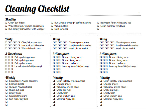 daily weekly monthly cleaning schedule