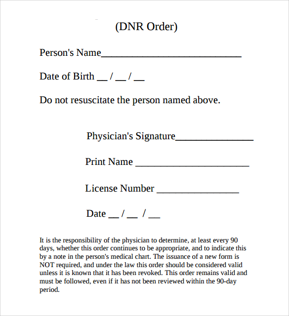 FREE 8 Sample Do Not Resuscitate Forms In PDF MS Word