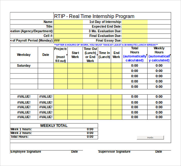 work timesheet calculator excel