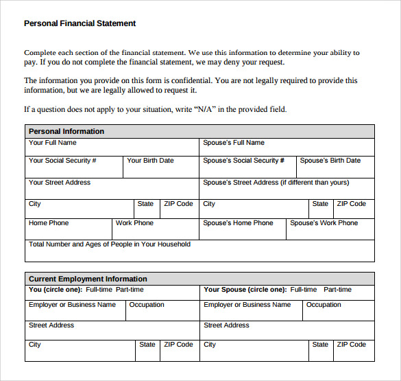 pdf download personal financial statement