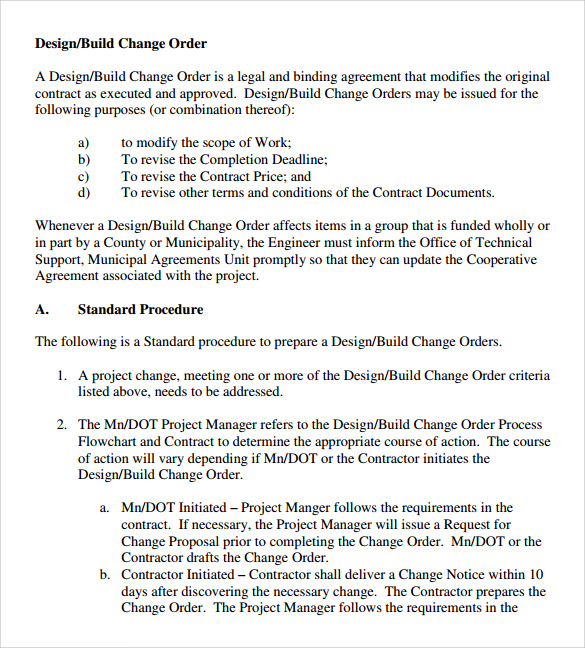 FREE 11 Sample Change Orders In PDF MS Word
