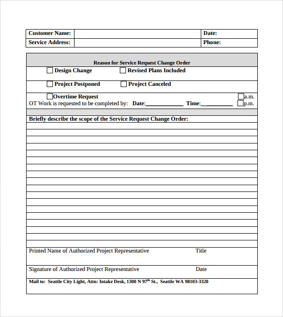 Deductive Change Order Example 18 Printable Change Order Template