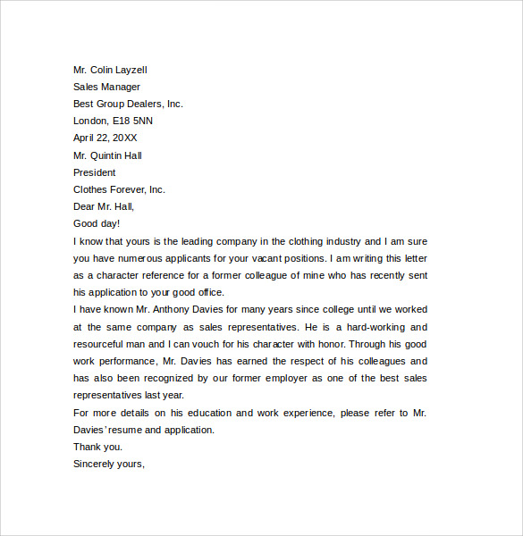 Religious Character Reference Letter 2329