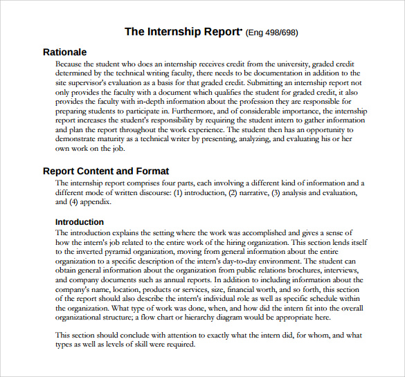 how to write report on internship