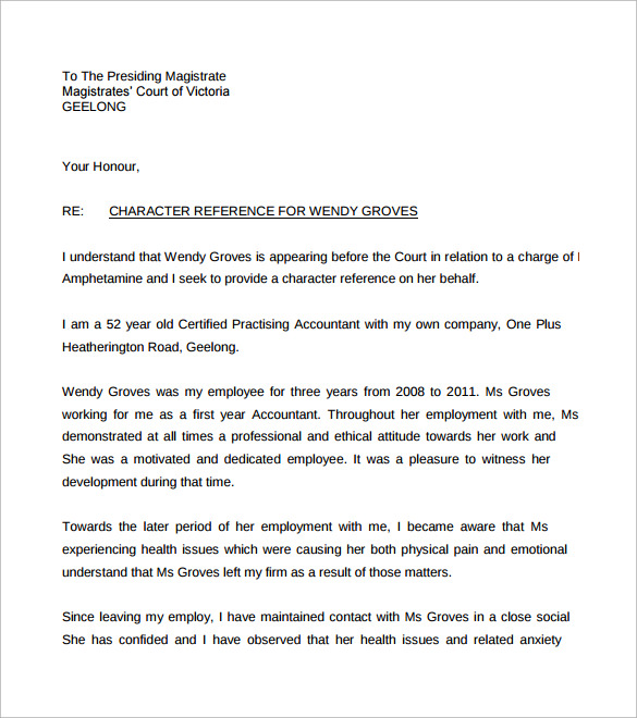 Words To Use In A Character Reference Letter