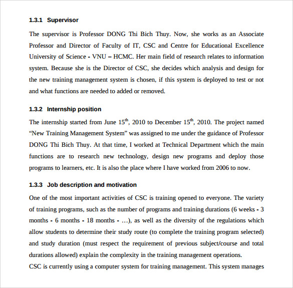 Internship Work Plan Template Database