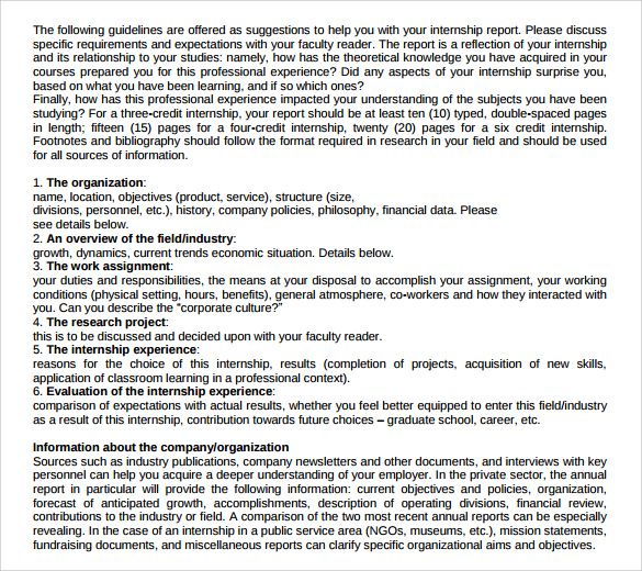 simple internship report template