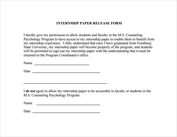 internship paper release form
