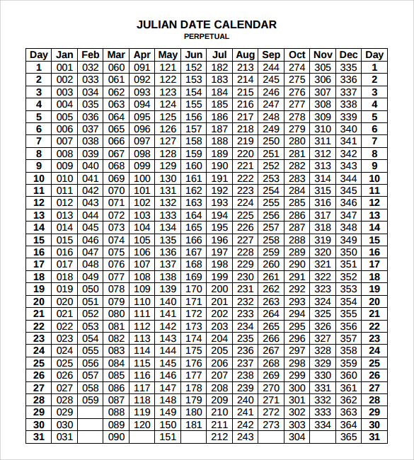 julian date calendar template