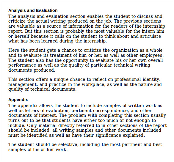 printable internship report template