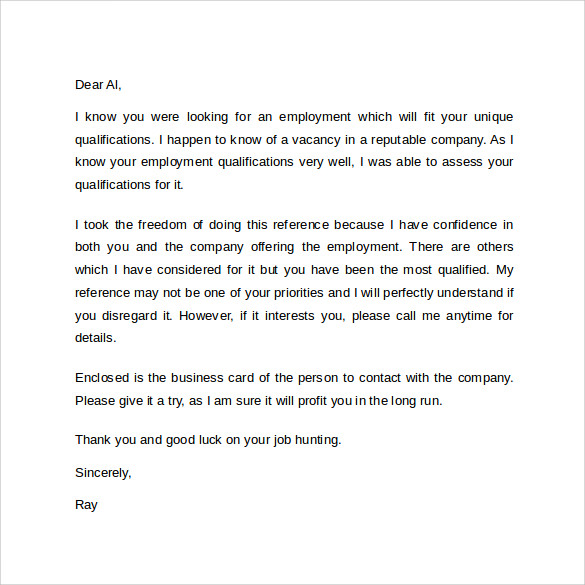 Personal Reference Letter Template - 12+ Samples 