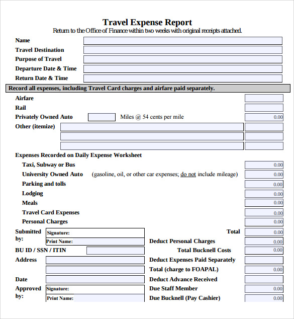 travel expense calculator free pdf