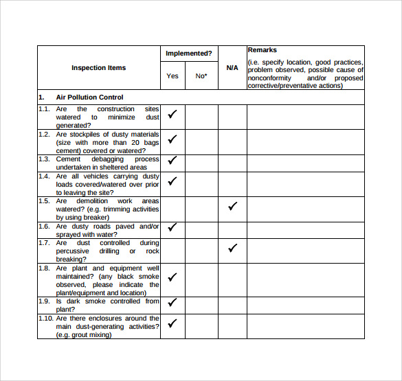 free-21-sample-inspection-checklists-in-pdf-ms-word-excel-google