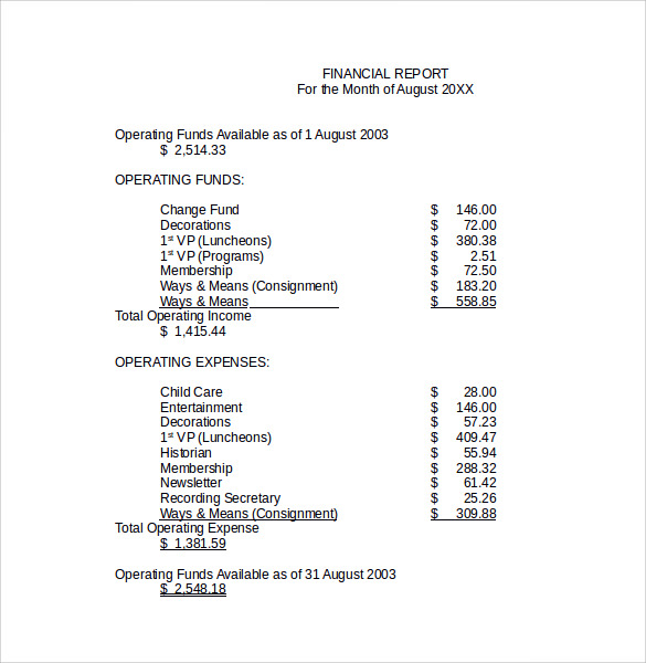 financial research report format
