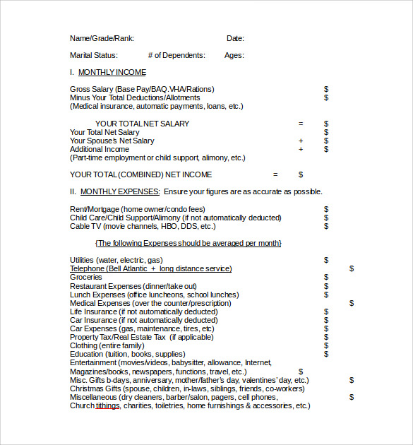 personal financial statement report