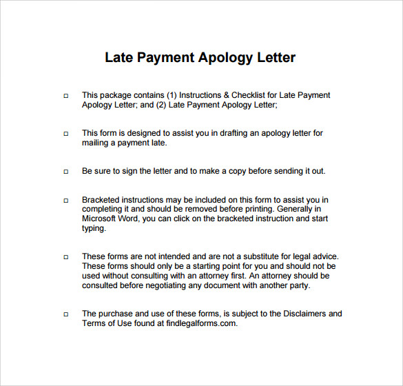 late payment apology letter
