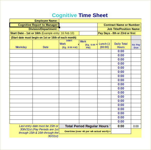 FREE 10+ Monthly Timesheet Calculators in Google Docs Pages MS Word