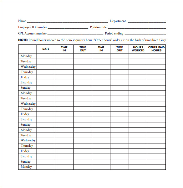 8 Monthly Timesheet Calculators Samples Examples And Formats Sample