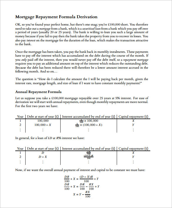 mortgage calculator template pdf free