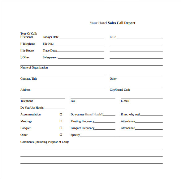 sales call report template microsoft word