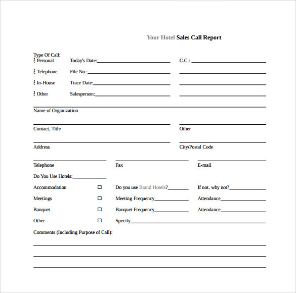 Sales Rep Call Report Template