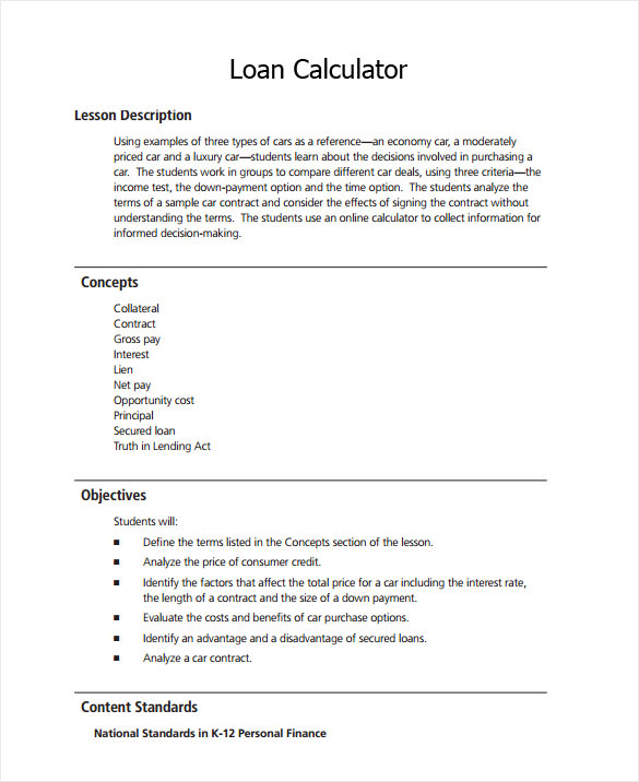 auto loan calculator template pdf1