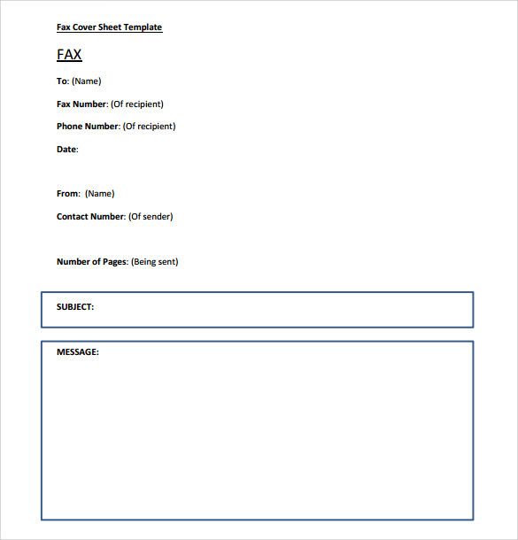 blank fax cover sheet template