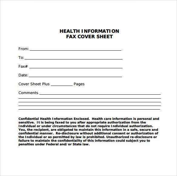 health fax cover sheet template