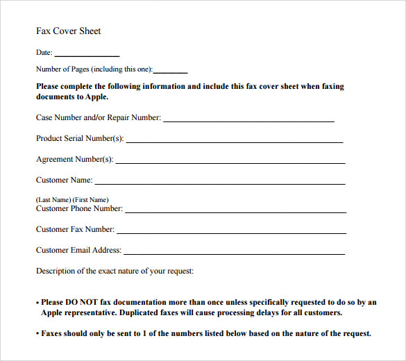 sample fax cover sheet template
