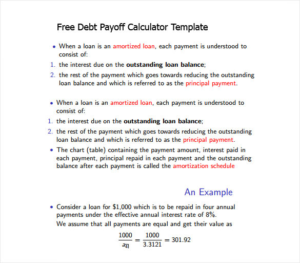 free debt payoff calculator template pdf