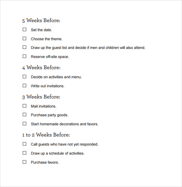 baby shower checklist printable