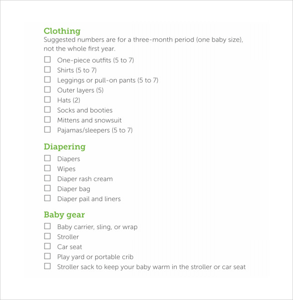 babyshower planning checklist