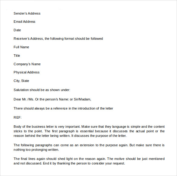 business letter template doc