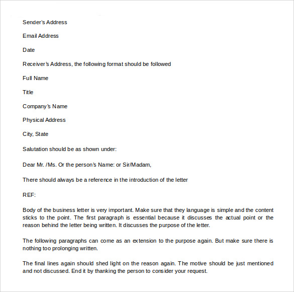 downloable templates for business letter