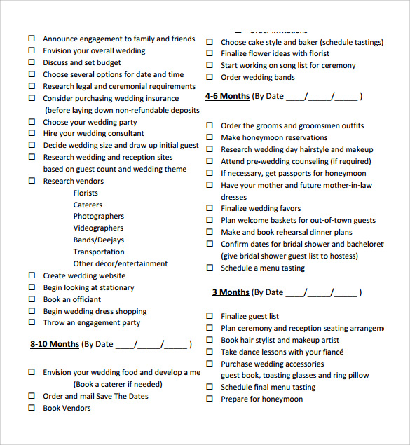 free 9 sample bridal shower checklists in pdf google