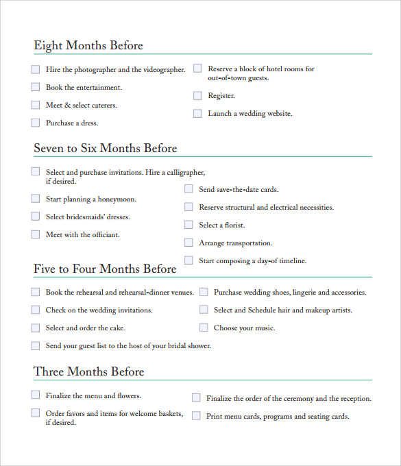 FREE 9 Sample Bridal Shower Checklists In PDF Google Docs MS Word 