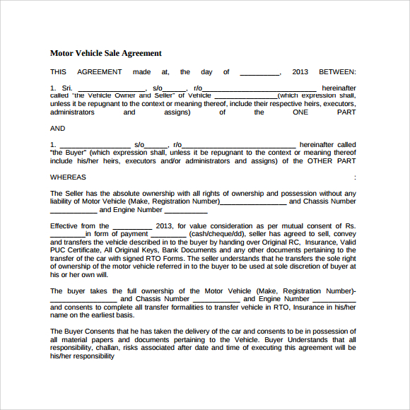 sample pdf vehicle purchase agreement
