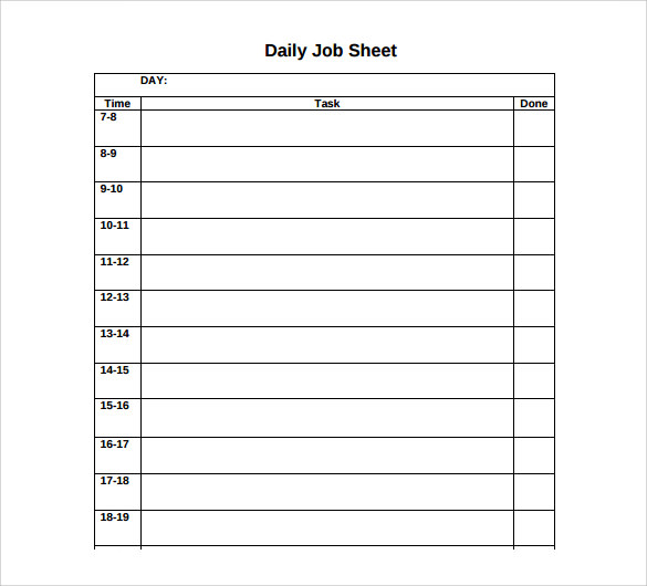 Job Sheet Template