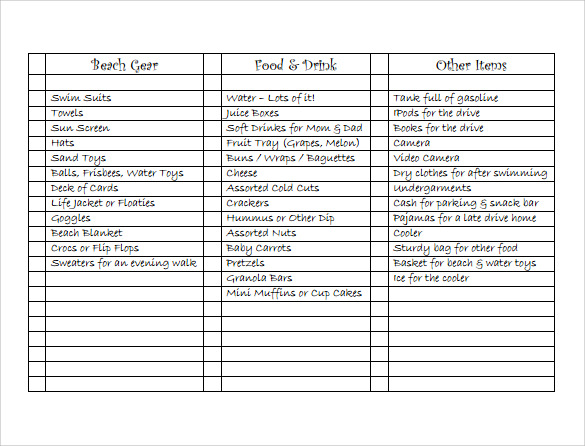 beach day packing list checklist