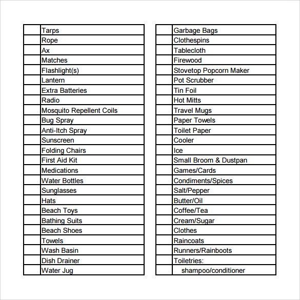 FREE 12 Sample Beach Checklists In MS Word PDF MS Word Pages
