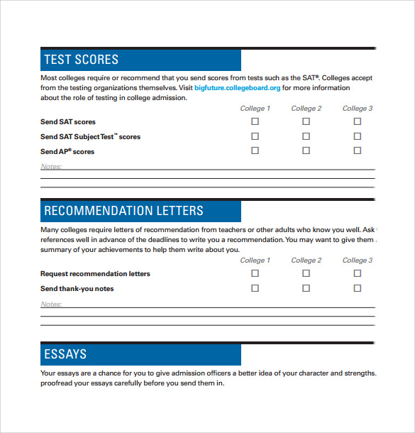 college checklist target