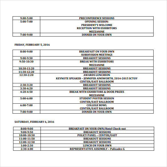 annual conference schedule