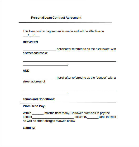 personal loan contract agreement