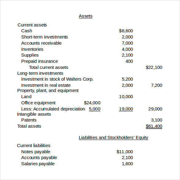 balance sheet template in word
