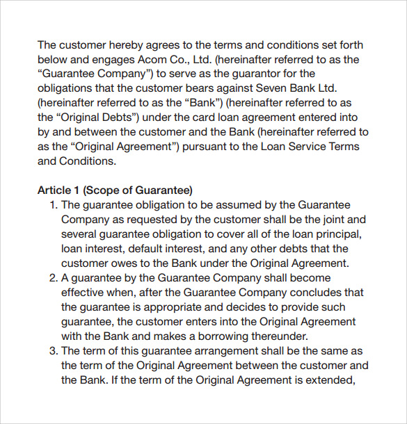 contract on loan service guarantee