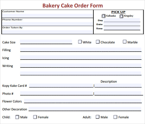 cake order form example